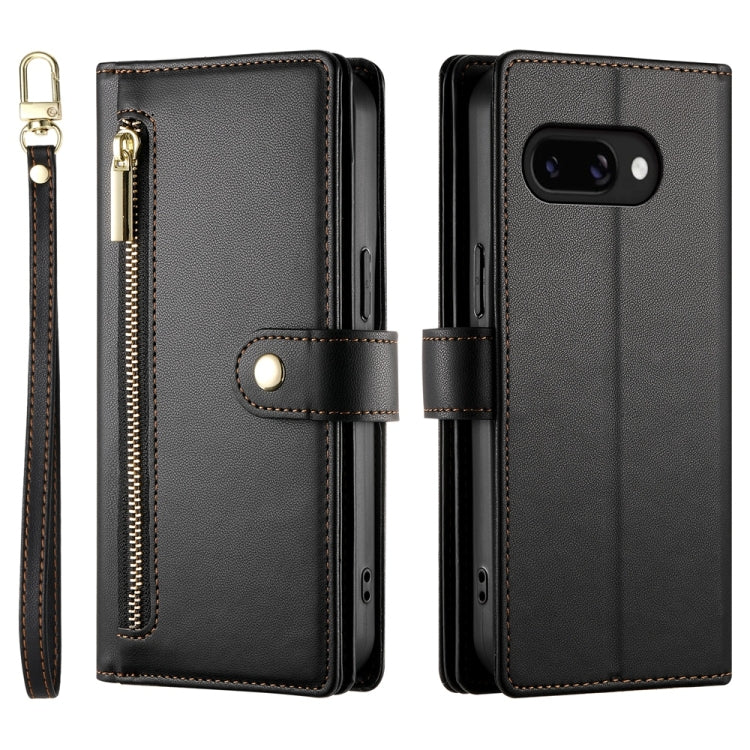 For Google Pixel 9a Nine Card-slot Zipper Wallet Bag Leather Phone Case