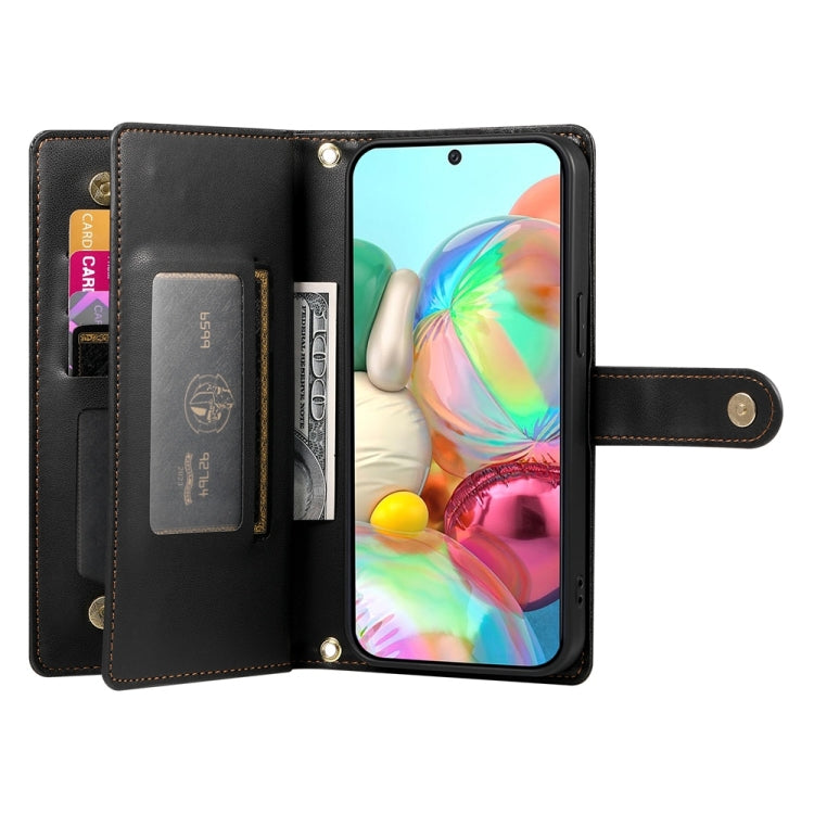 For Google Pixel 9a Nine Card-slot Zipper Wallet Bag Leather Phone Case