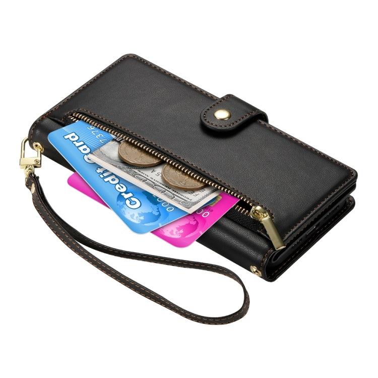 For Google Pixel 9a Nine Card-slot Zipper Wallet Bag Leather Phone Case