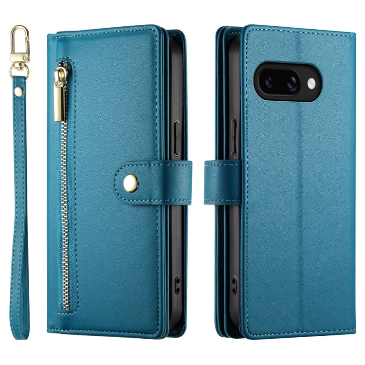 For Google Pixel 9a Nine Card-slot Zipper Wallet Bag Leather Phone Case