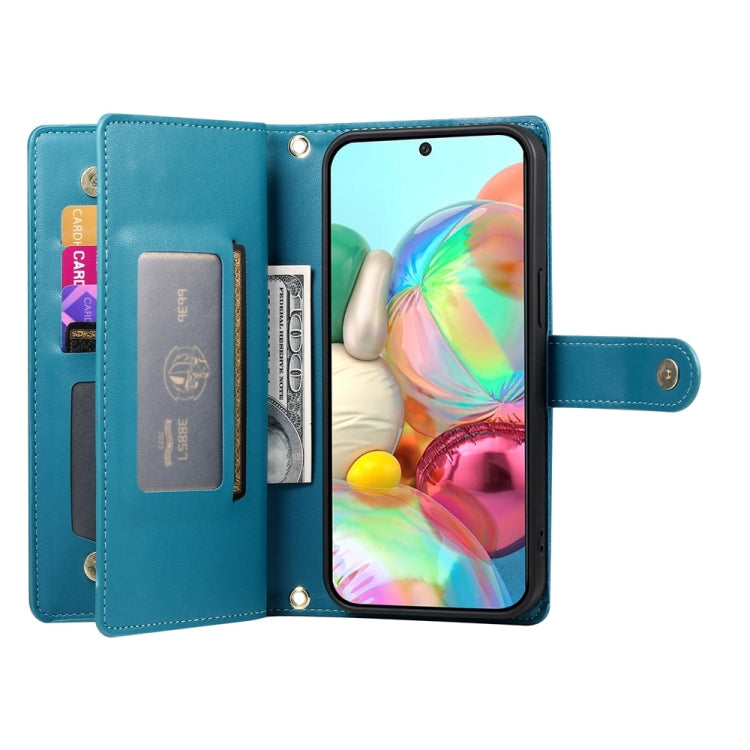 For Google Pixel 9a Nine Card-slot Zipper Wallet Bag Leather Phone Case
