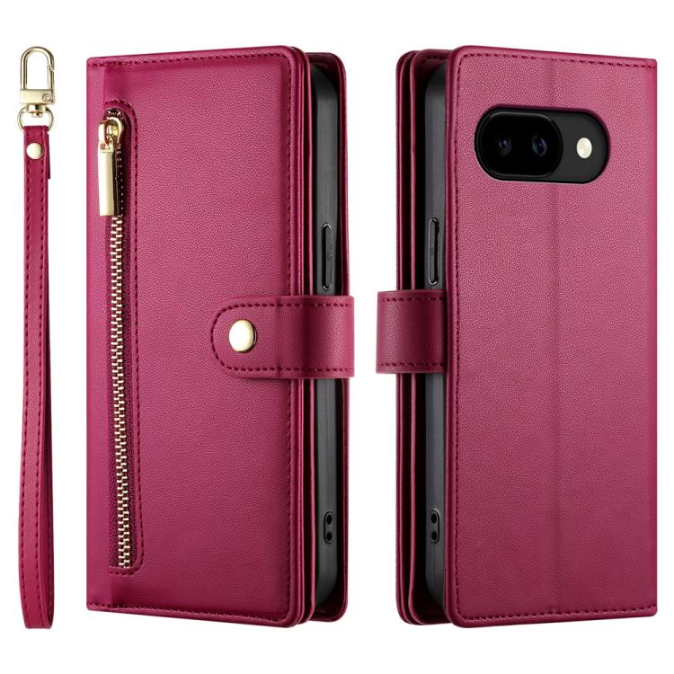 For Google Pixel 10a Nine Card-slot Zipper Wallet Bag Leather Phone Case