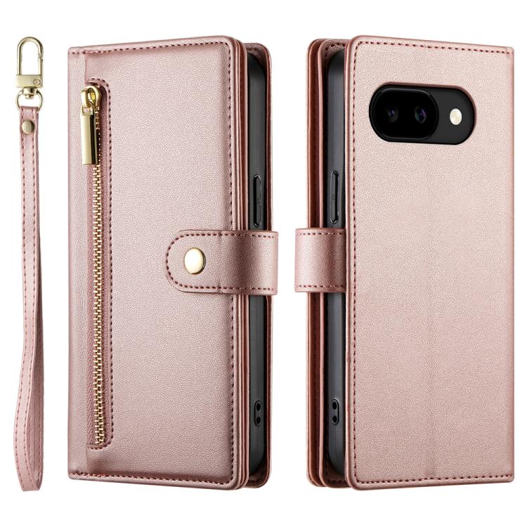For Google Pixel 10a Nine Card-slot Zipper Wallet Bag Leather Phone Case