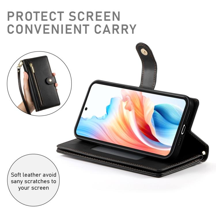 For Google Pixel 10a Nine Card-slot Zipper Wallet Bag Leather Phone Case