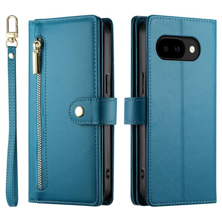 For Google Pixel 10a Nine Card-slot Zipper Wallet Bag Leather Phone Case