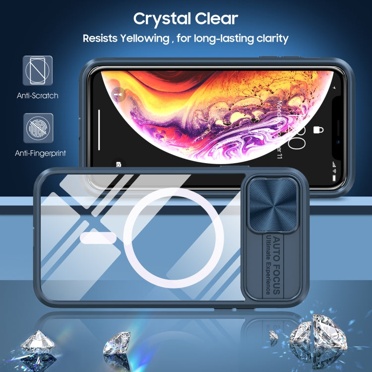 For iPhone XS Max Clear Acrylic + PC + TPU MagSafe Lens Sliding Cover Full Coverage Phone Case