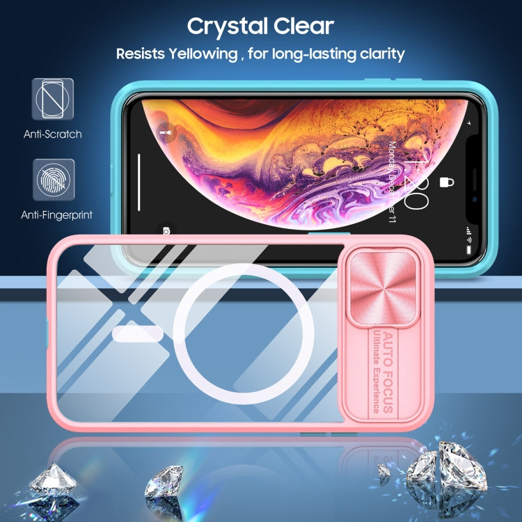 For iPhone XS Max Clear Acrylic + PC + TPU MagSafe Lens Sliding Cover Full Coverage Phone Case
