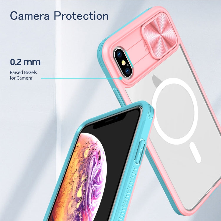 For iPhone XS Max Clear Acrylic + PC + TPU MagSafe Lens Sliding Cover Full Coverage Phone Case