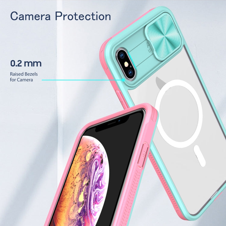 For iPhone XS Max Clear Acrylic + PC + TPU MagSafe Lens Sliding Cover Full Coverage Phone Case