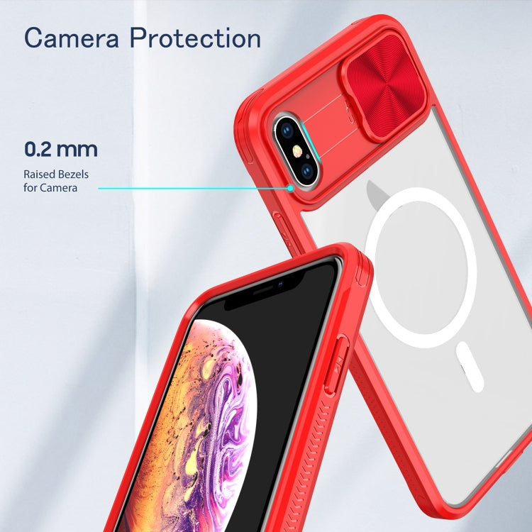 For iPhone XS Max Clear Acrylic + PC + TPU MagSafe Lens Sliding Cover Full Coverage Phone Case