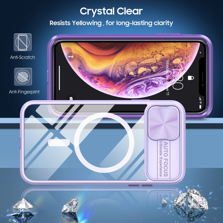 For iPhone XS Max Clear Acrylic + PC + TPU MagSafe Lens Sliding Cover Full Coverage Phone Case