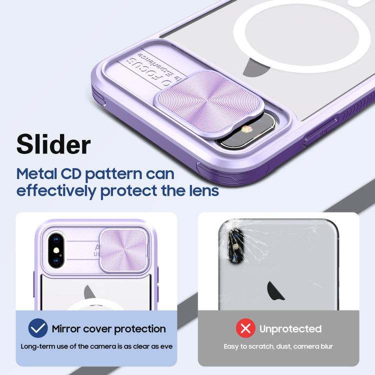 For iPhone XS Max Clear Acrylic + PC + TPU MagSafe Lens Sliding Cover Full Coverage Phone Case