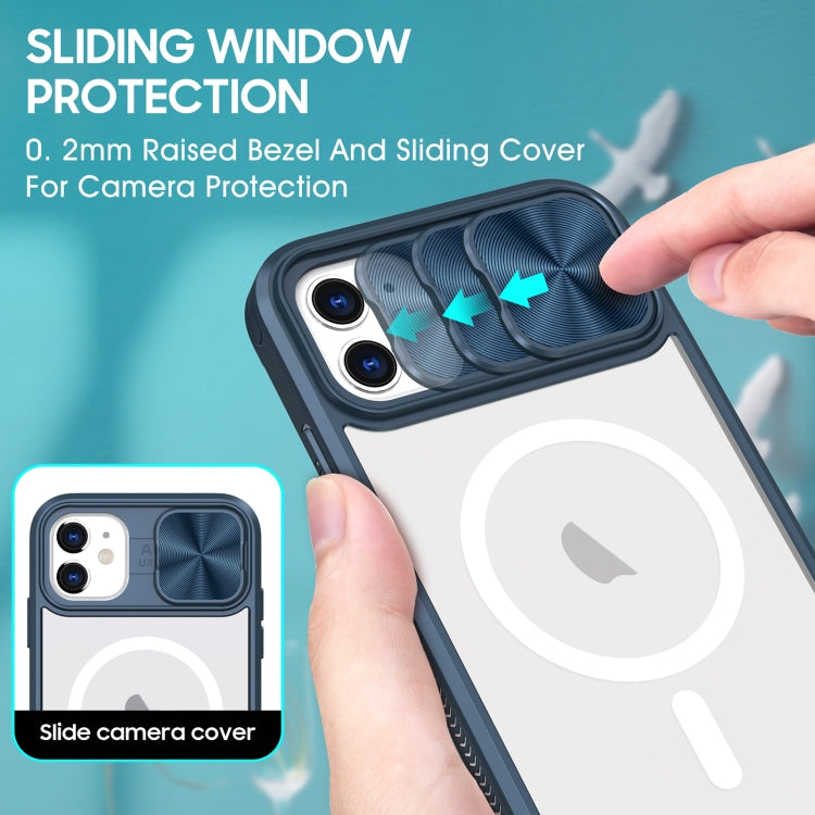 For iPhone 11 Clear Acrylic + PC + TPU MagSafe Lens Sliding Cover Full Coverage Phone Case
