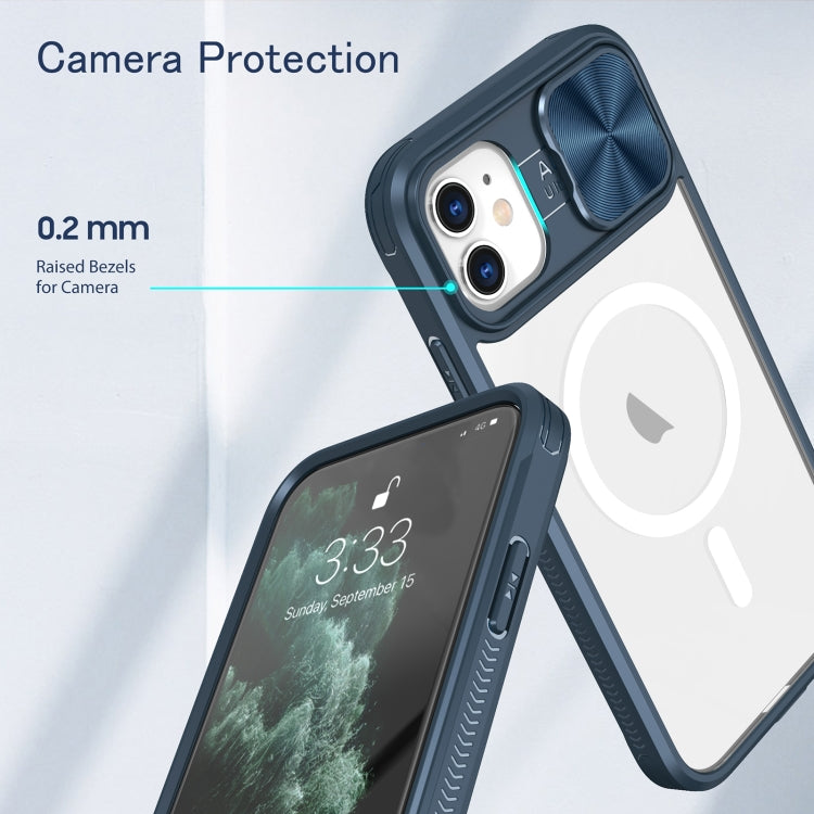For iPhone 11 Clear Acrylic + PC + TPU MagSafe Lens Sliding Cover Full Coverage Phone Case