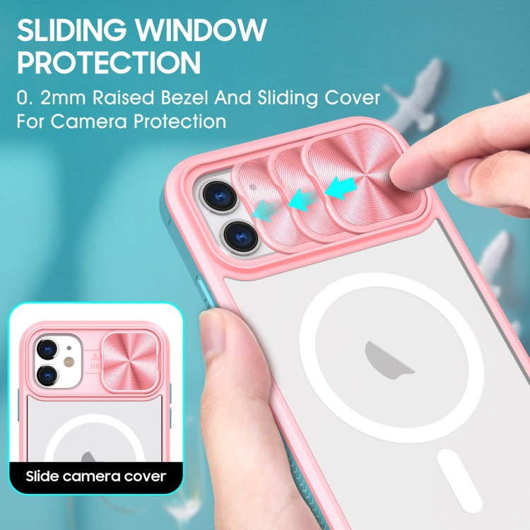 For iPhone 11 Clear Acrylic + PC + TPU MagSafe Lens Sliding Cover Full Coverage Phone Case