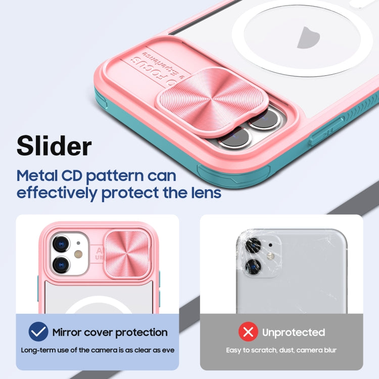 For iPhone 11 Clear Acrylic + PC + TPU MagSafe Lens Sliding Cover Full Coverage Phone Case