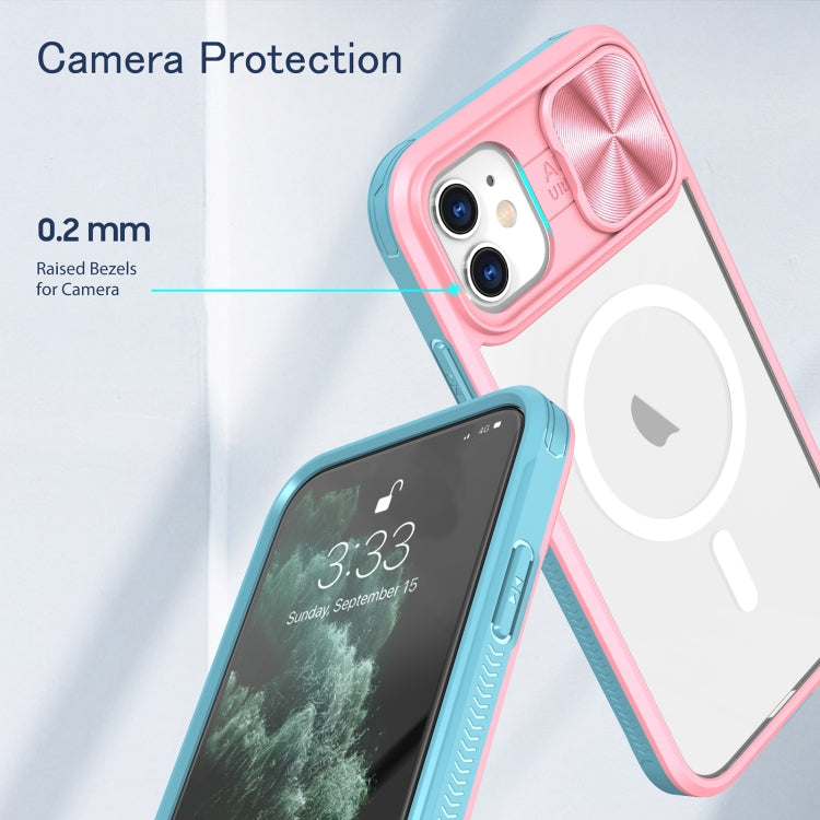 For iPhone 11 Clear Acrylic + PC + TPU MagSafe Lens Sliding Cover Full Coverage Phone Case