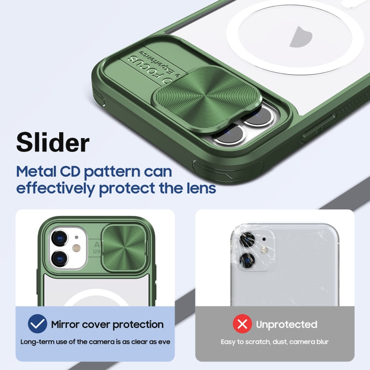 For iPhone 11 Clear Acrylic + PC + TPU MagSafe Lens Sliding Cover Full Coverage Phone Case