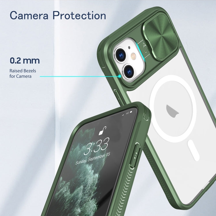For iPhone 11 Clear Acrylic + PC + TPU MagSafe Lens Sliding Cover Full Coverage Phone Case