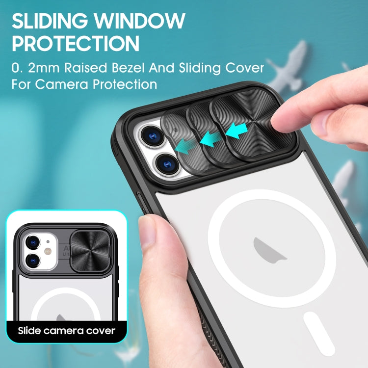 For iPhone 11 Clear Acrylic + PC + TPU MagSafe Lens Sliding Cover Full Coverage Phone Case