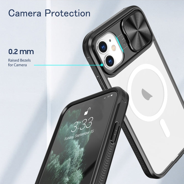 For iPhone 11 Clear Acrylic + PC + TPU MagSafe Lens Sliding Cover Full Coverage Phone Case