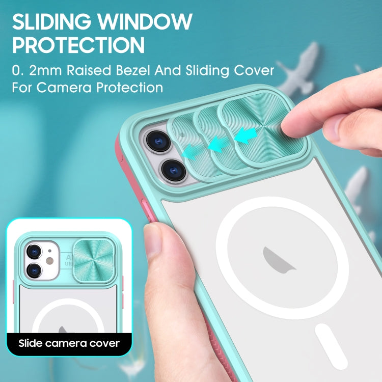For iPhone 11 Clear Acrylic + PC + TPU MagSafe Lens Sliding Cover Full Coverage Phone Case