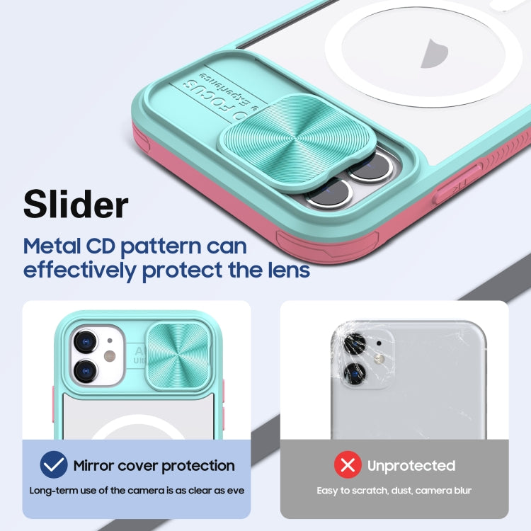 For iPhone 11 Clear Acrylic + PC + TPU MagSafe Lens Sliding Cover Full Coverage Phone Case