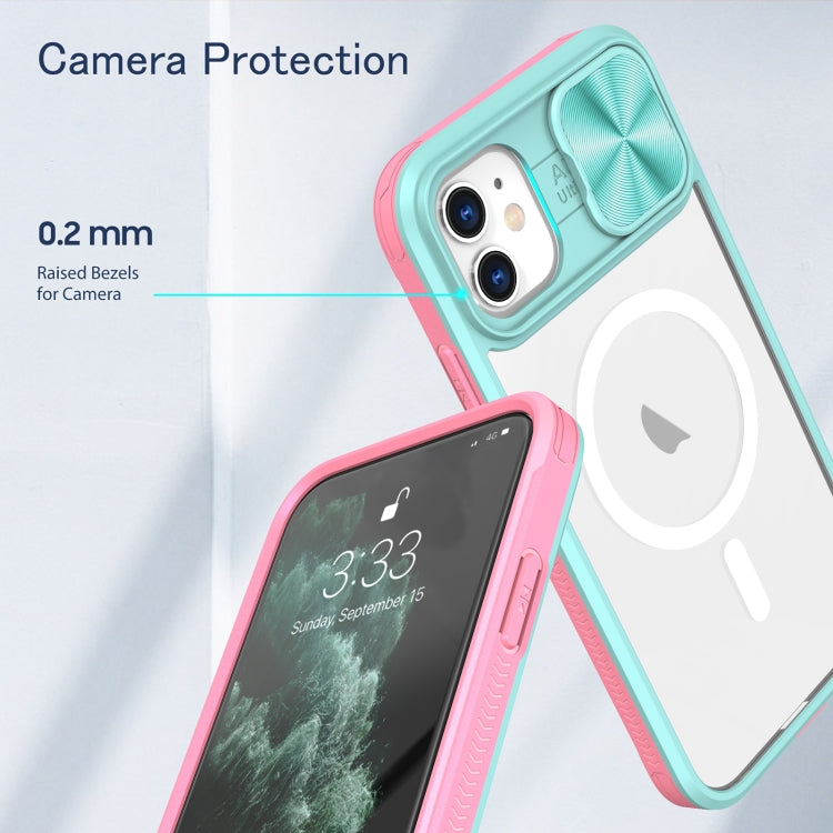 For iPhone 11 Clear Acrylic + PC + TPU MagSafe Lens Sliding Cover Full Coverage Phone Case