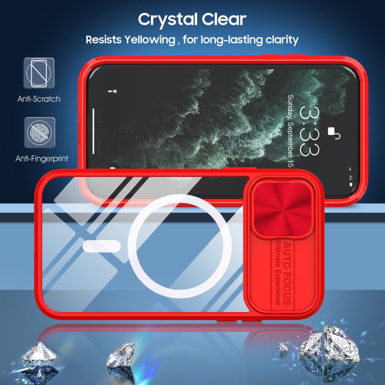 For iPhone 11 Clear Acrylic + PC + TPU MagSafe Lens Sliding Cover Full Coverage Phone Case