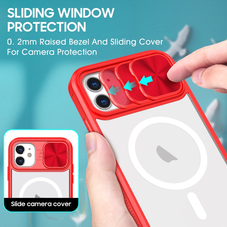 For iPhone 11 Clear Acrylic + PC + TPU MagSafe Lens Sliding Cover Full Coverage Phone Case