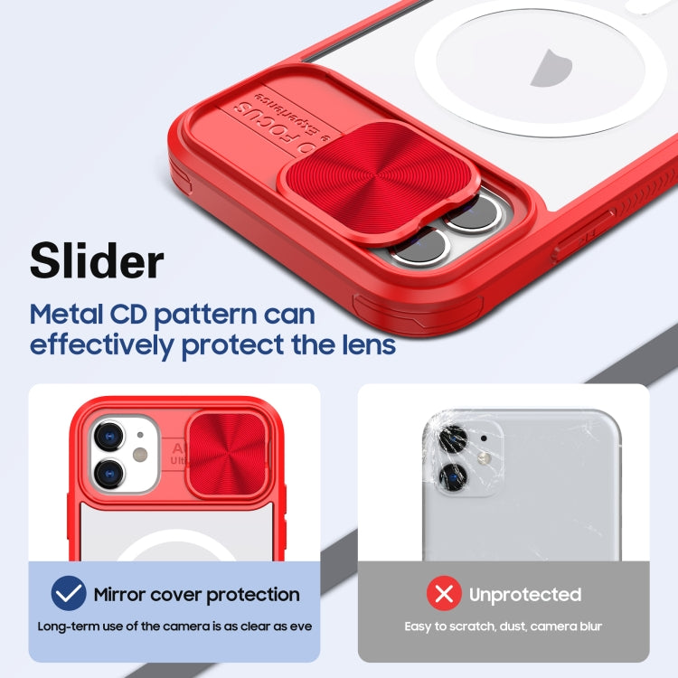 For iPhone 11 Clear Acrylic + PC + TPU MagSafe Lens Sliding Cover Full Coverage Phone Case