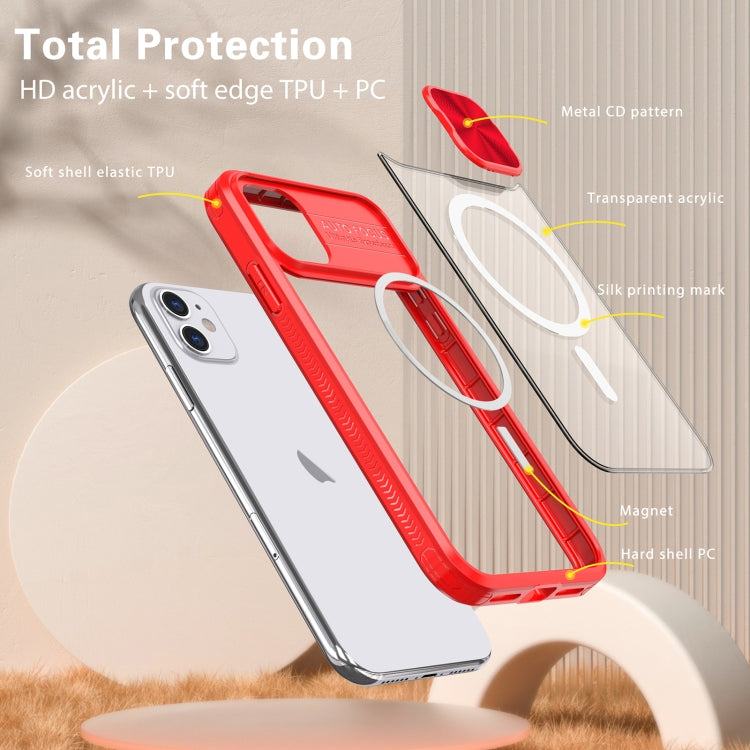 For iPhone 11 Clear Acrylic + PC + TPU MagSafe Lens Sliding Cover Full Coverage Phone Case
