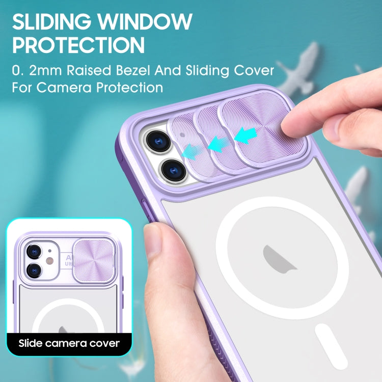 For iPhone 11 Clear Acrylic + PC + TPU MagSafe Lens Sliding Cover Full Coverage Phone Case