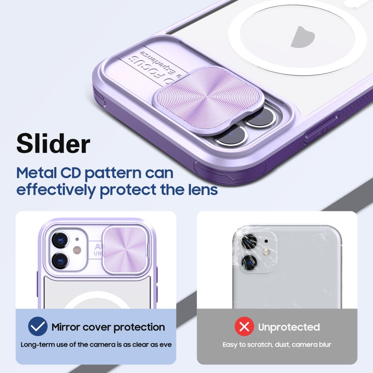 For iPhone 11 Clear Acrylic + PC + TPU MagSafe Lens Sliding Cover Full Coverage Phone Case