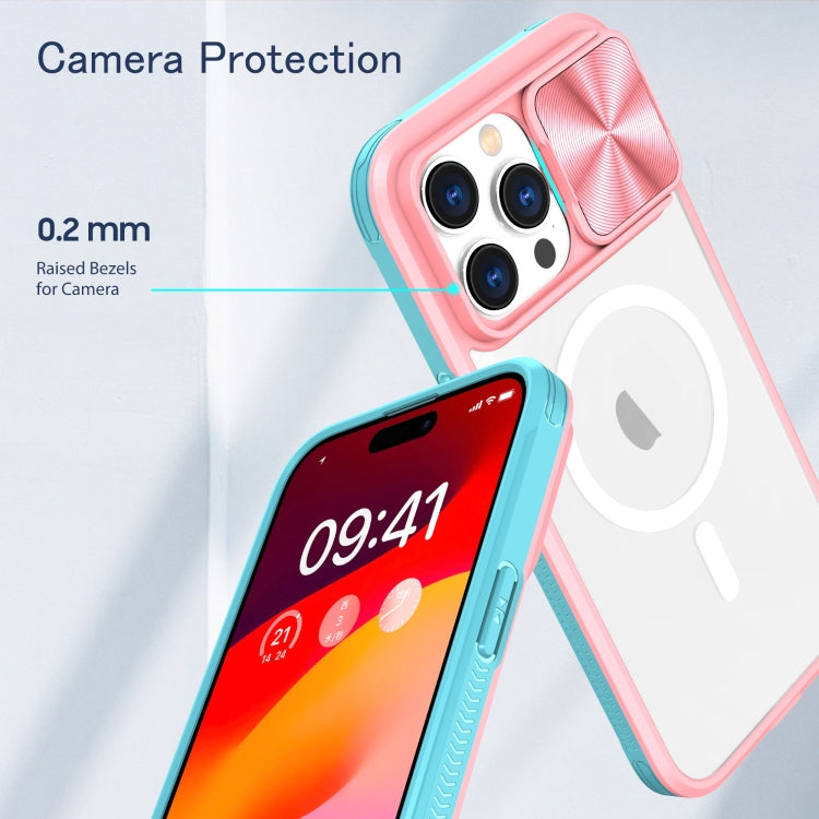 For  iPhone 11 Pro Max Clear Acrylic + PC + TPU MagSafe Lens Sliding Cover Full Coverage Phone Case