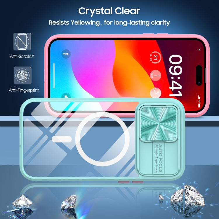 For  iPhone 11 Pro Max Clear Acrylic + PC + TPU MagSafe Lens Sliding Cover Full Coverage Phone Case