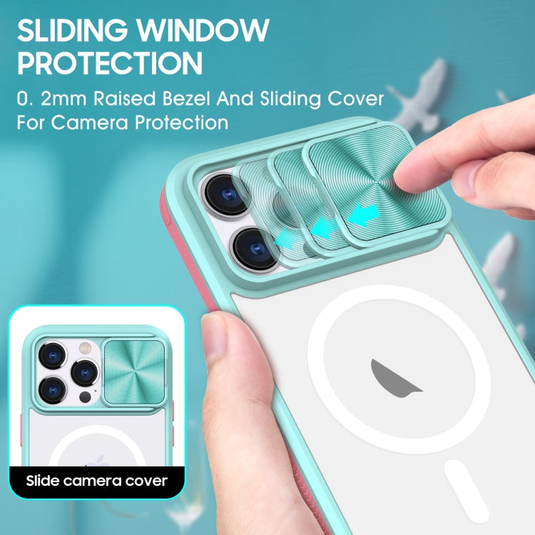 For  iPhone 11 Pro Max Clear Acrylic + PC + TPU MagSafe Lens Sliding Cover Full Coverage Phone Case