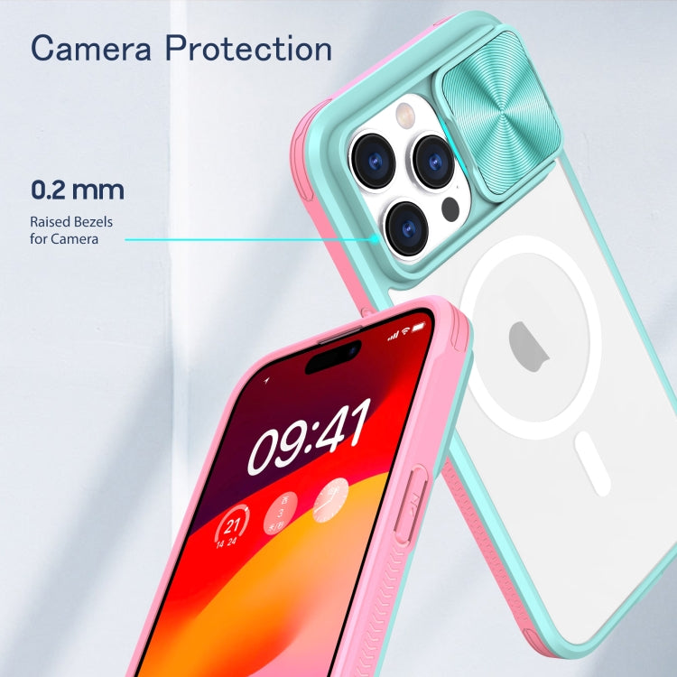 For  iPhone 11 Pro Max Clear Acrylic + PC + TPU MagSafe Lens Sliding Cover Full Coverage Phone Case