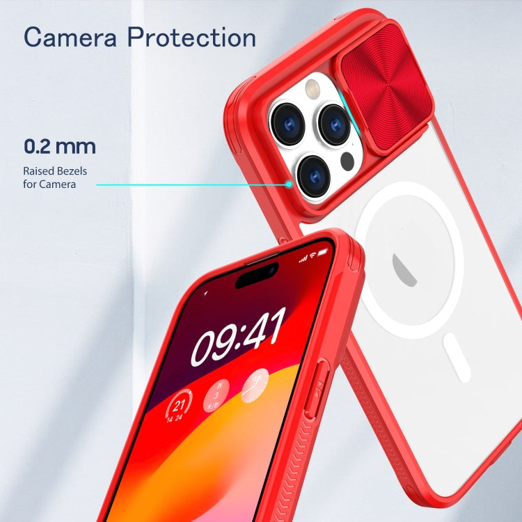 For  iPhone 11 Pro Max Clear Acrylic + PC + TPU MagSafe Lens Sliding Cover Full Coverage Phone Case