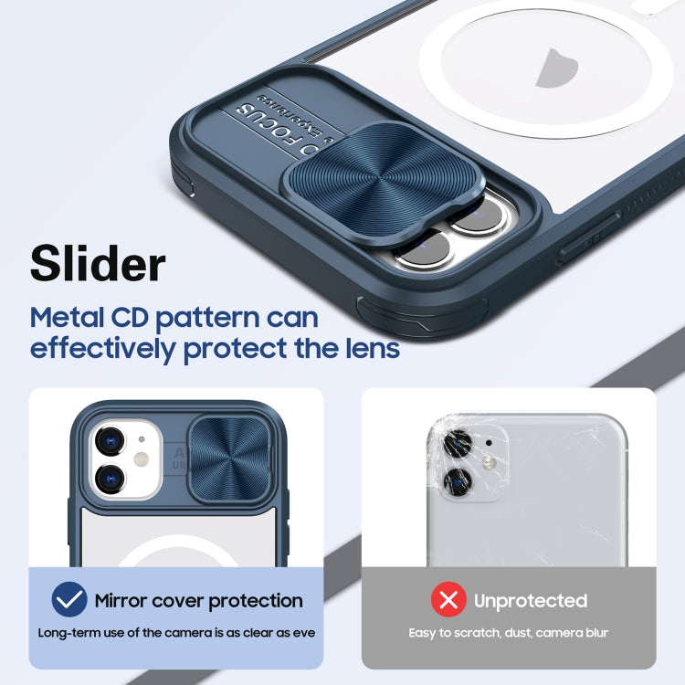 For iPhone 12 Clear Acrylic + PC + TPU MagSafe Lens Sliding Cover Full Coverage Phone Case