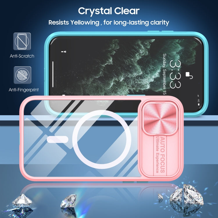 For iPhone 12 Clear Acrylic + PC + TPU MagSafe Lens Sliding Cover Full Coverage Phone Case