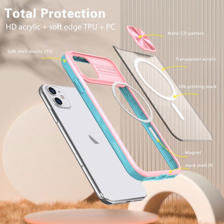 For iPhone 12 Clear Acrylic + PC + TPU MagSafe Lens Sliding Cover Full Coverage Phone Case