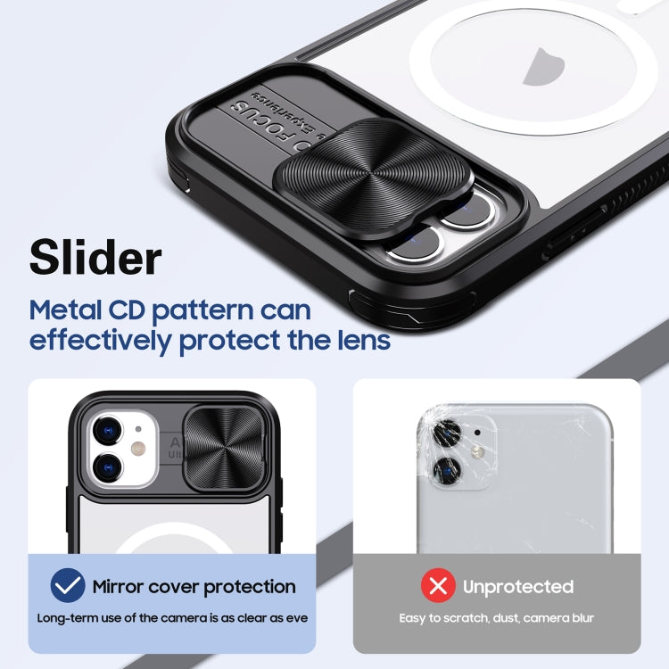 For iPhone 12 Clear Acrylic + PC + TPU MagSafe Lens Sliding Cover Full Coverage Phone Case