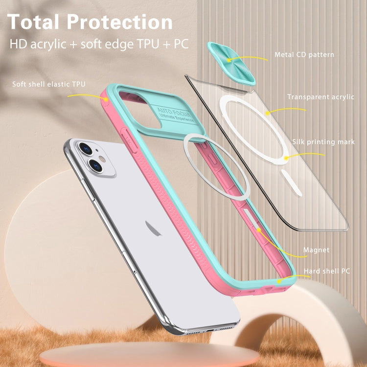 For iPhone 12 Clear Acrylic + PC + TPU MagSafe Lens Sliding Cover Full Coverage Phone Case