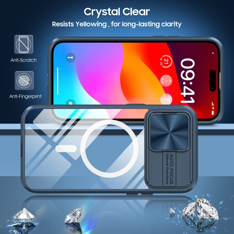 For  iPhone 12 Pro Max Clear Acrylic + PC + TPU MagSafe Lens Sliding Cover Full Coverage Phone Case