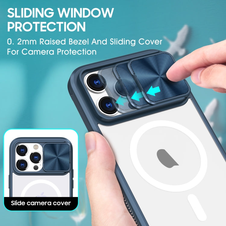 For  iPhone 12 Pro Max Clear Acrylic + PC + TPU MagSafe Lens Sliding Cover Full Coverage Phone Case
