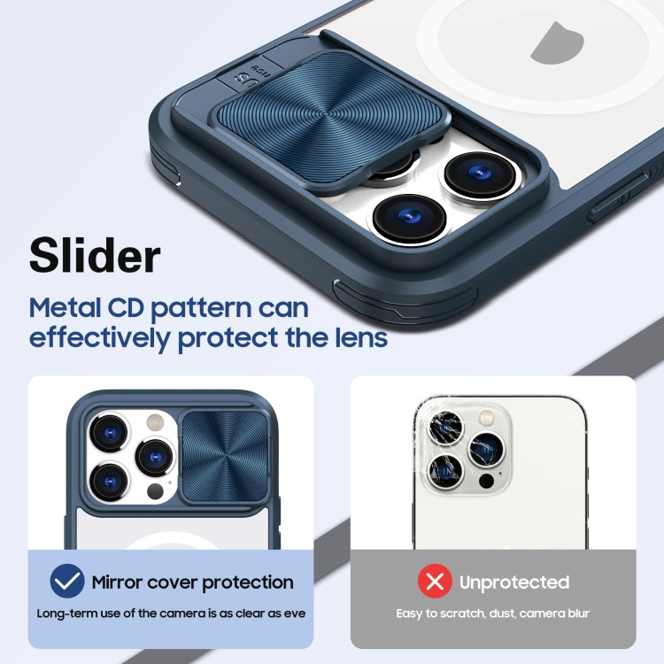 For  iPhone 12 Pro Max Clear Acrylic + PC + TPU MagSafe Lens Sliding Cover Full Coverage Phone Case
