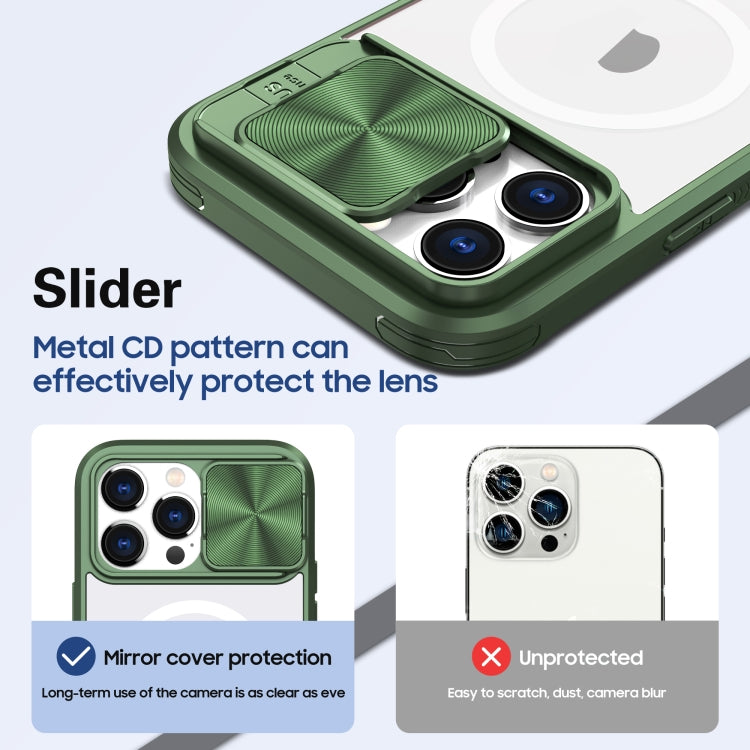 For  iPhone 12 Pro Max Clear Acrylic + PC + TPU MagSafe Lens Sliding Cover Full Coverage Phone Case