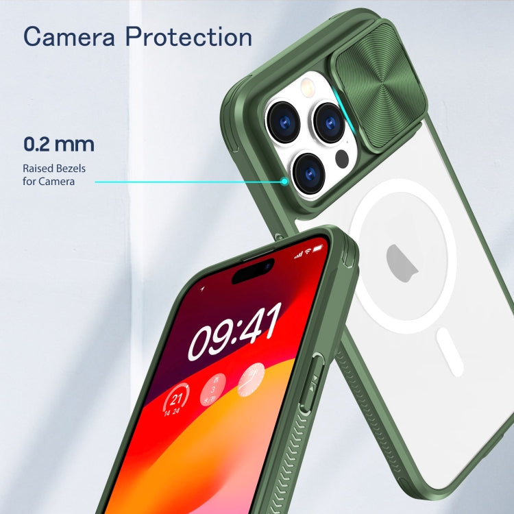 For  iPhone 12 Pro Max Clear Acrylic + PC + TPU MagSafe Lens Sliding Cover Full Coverage Phone Case