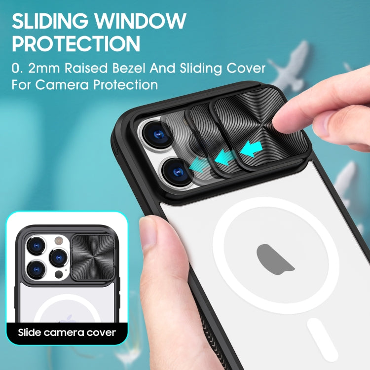 For  iPhone 12 Pro Max Clear Acrylic + PC + TPU MagSafe Lens Sliding Cover Full Coverage Phone Case